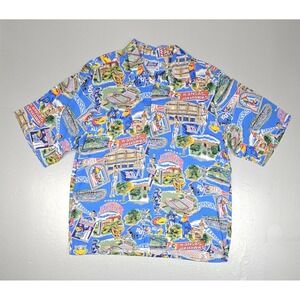 Reyn Spooner University of Kansas Jayhawks‎ Hawaiian Shirt Mens XL Blue Rayon
